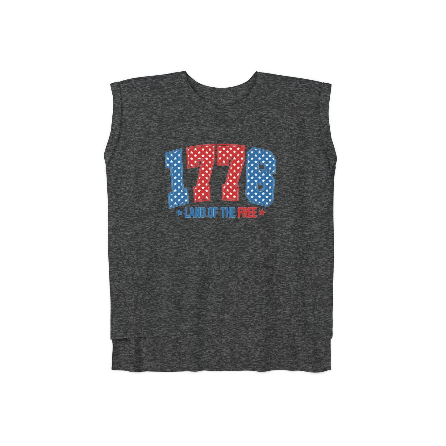 1776 Women’s Flowy Rolled Cuffs Muscle Tee