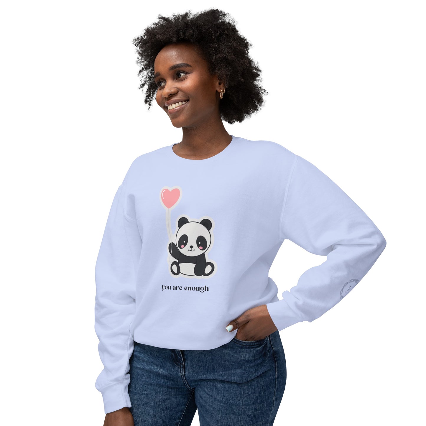 COMFORT COLOR You are Enough Panda Lightweight Crewneck Sweatshirt